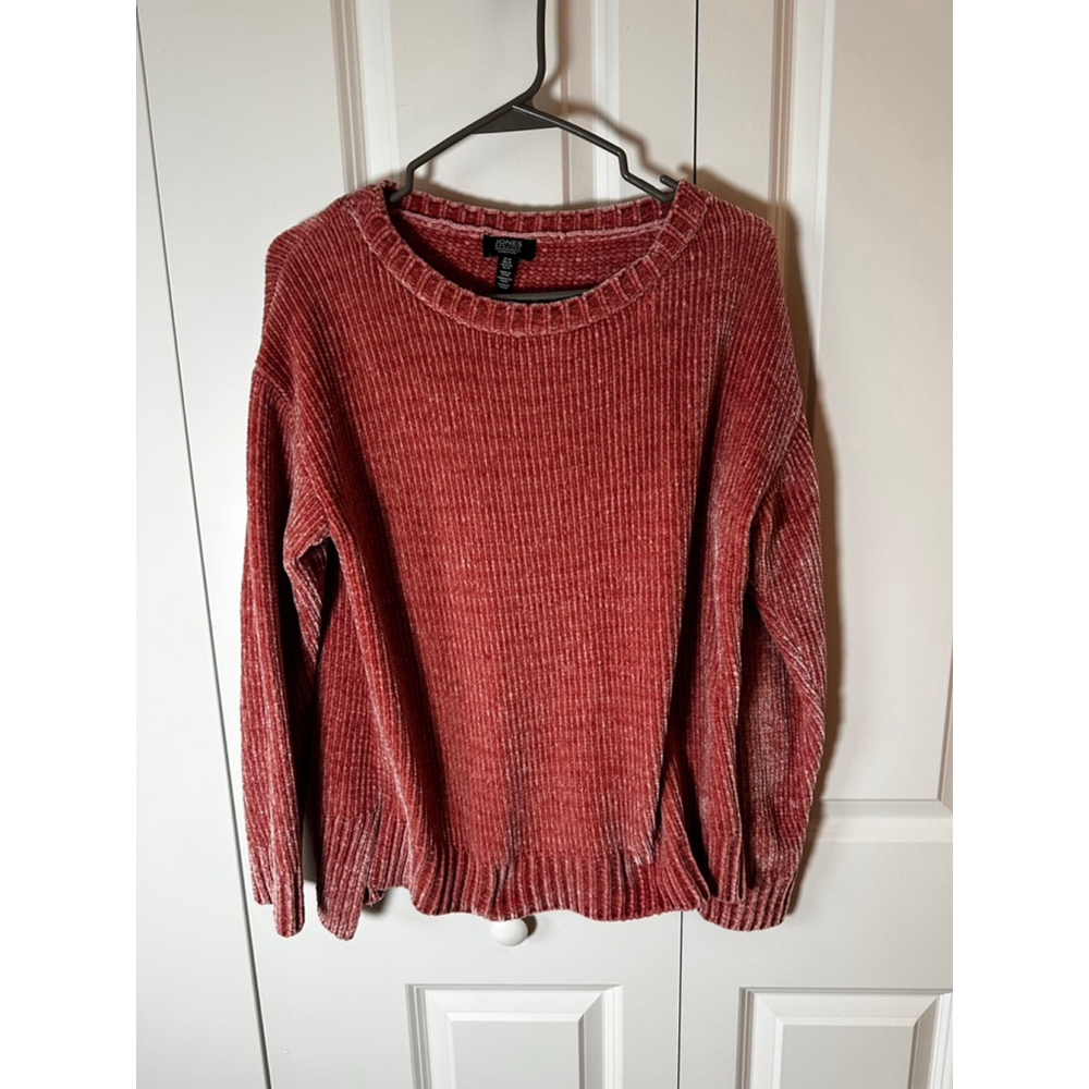 Jones New York Rust Ribbed Crew Neck Sweater M